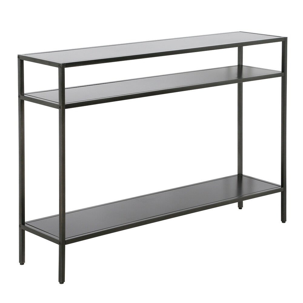 Ricardo Rectangular Console Table with Metal Shelves