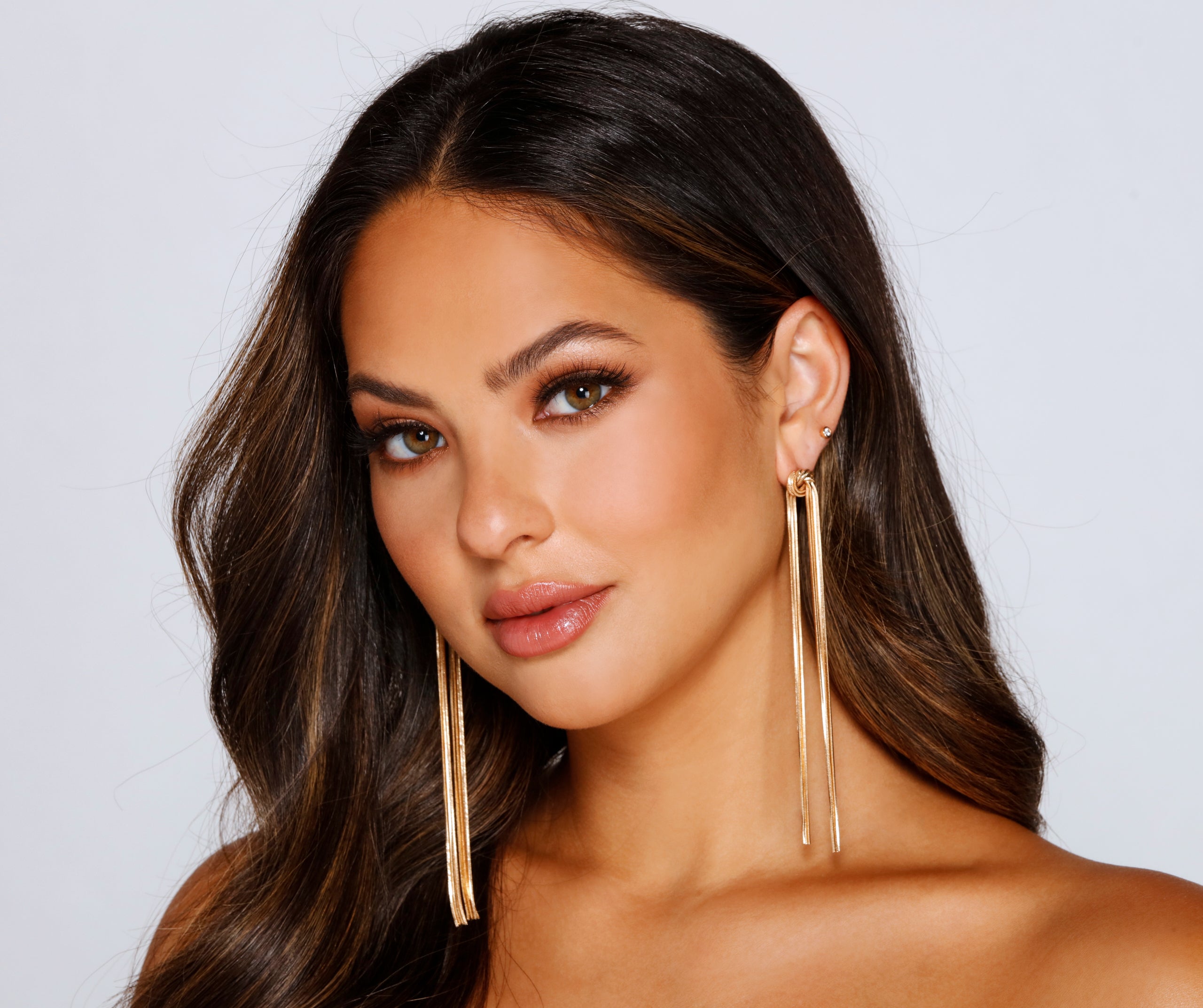 Sleek Chain Fringe Statement Earrings