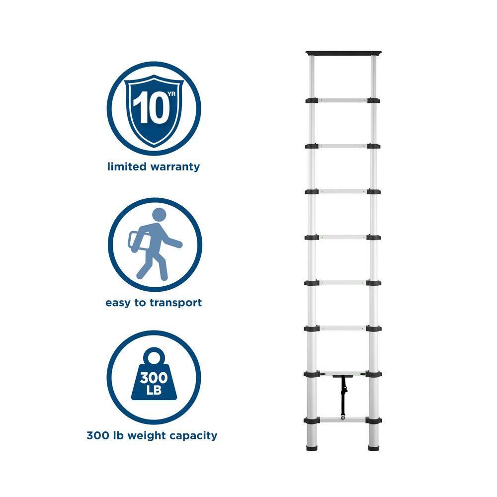 Cosco SmartClose 12 ft. Aluminum Telescoping Extension Ladder Load Capacity 300 lbs. ANSI Type 1A 20309T1ATE