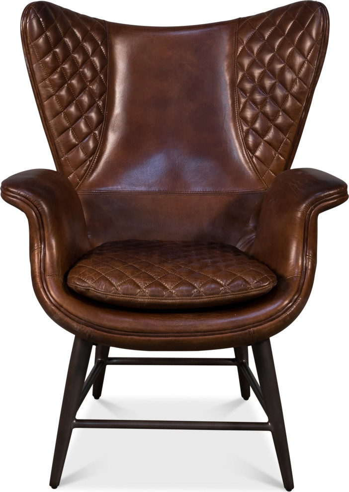 Quilted Vintage Cigar Brown Wing Chair   Midcentury   Armchairs And Accent Chairs   by HedgeApple  Houzz