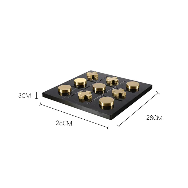 Pre Order 25 Days Delivery Black Marble Board Game With Gold Stainless Steel Pieces Fc-W2108A