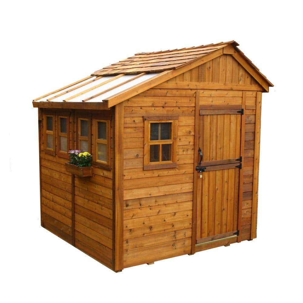 Outdoor Living Today Sunshed 8 ft. x 8 ft. Western Red Cedar Garden Shed SSGS88