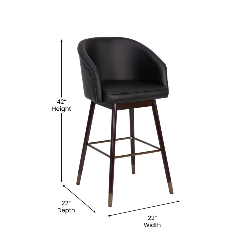 Upholstered Bar Stool with Wooden Legs