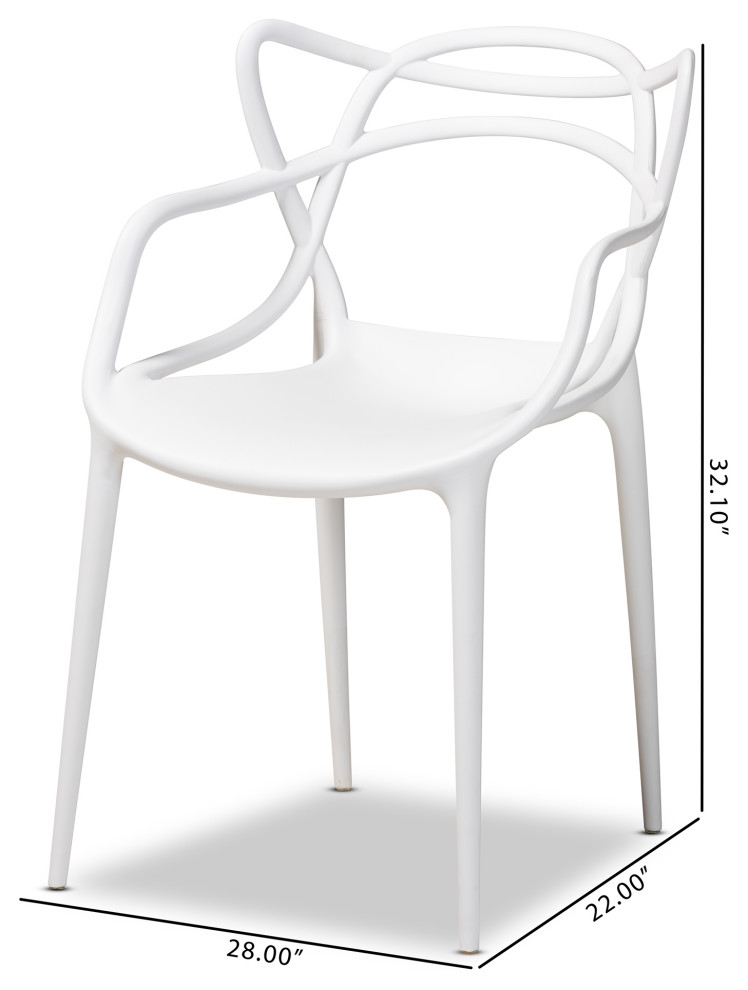 Landry Modern White Finished Plastic 4 Piece Stackable Dining Chair Set   Midcentury   Dining Chairs   by Ezmod Furniture  Houzz