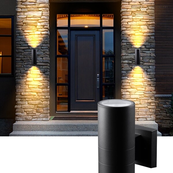 Cylinder Up Down Wall Lights， Hardwired Wall Mount， Aluminum Waterproof Outdoor and Indoor Porch Light，  Black Finish Shopping - The Best Deals on Outdoor Wall Lanterns | 41429480