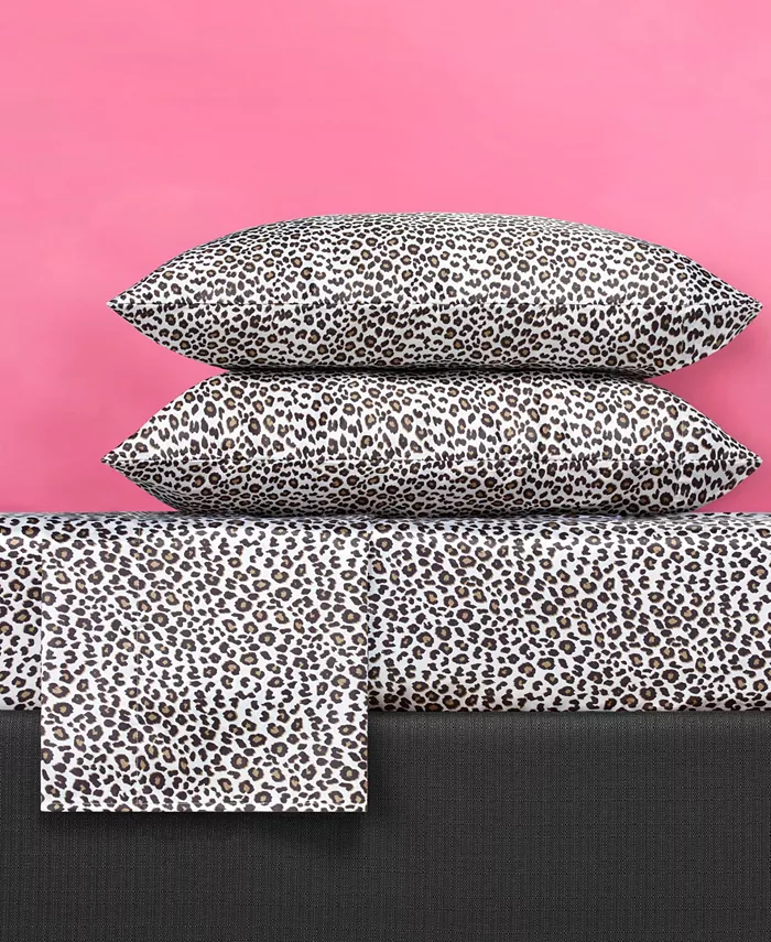 Betsey Johnson Betseys Leopard Satin Sheet Set  Queen