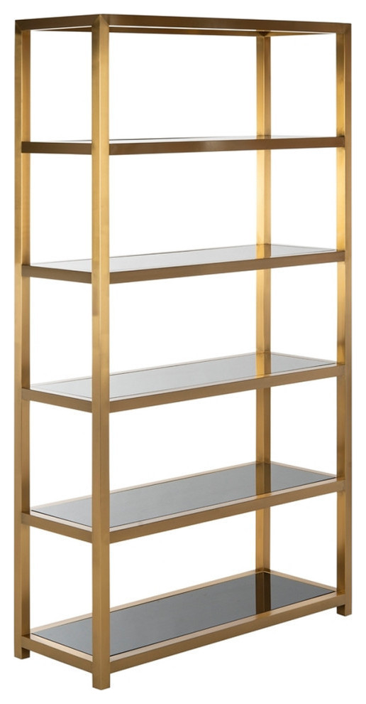 Nikola Brushed Gold Bookcase   Contemporary   Bookcases   by Rustic Home Furniture Deco  Houzz