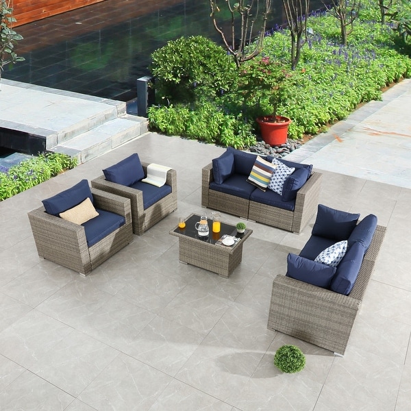 PATIO FESTIVAL 7Piece OUTDOOR Conversation Loveseat Seating Set