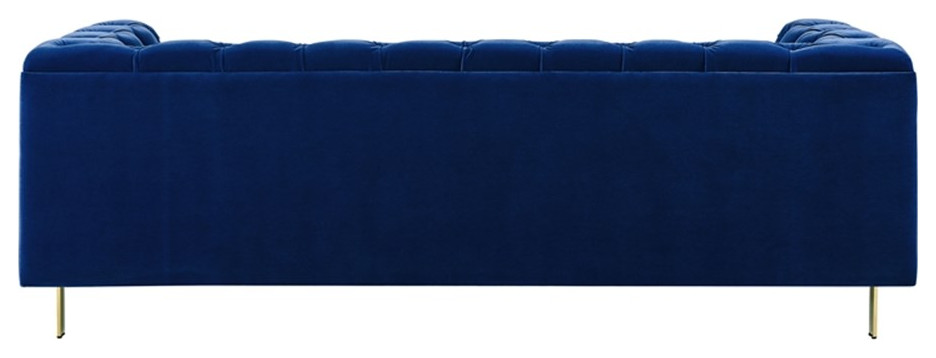 Charlene Blue Velvet Button Tufted Sofa   Contemporary   Sofas   by Homesquare  Houzz