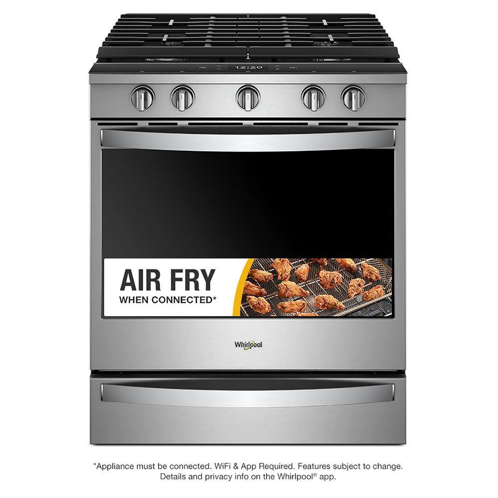 Whirlpool 5.8 cu. ft. Smart Slide-In Gas Range with Air Fry When Connected in Resistant Stainless Steel WEG750H0HZ