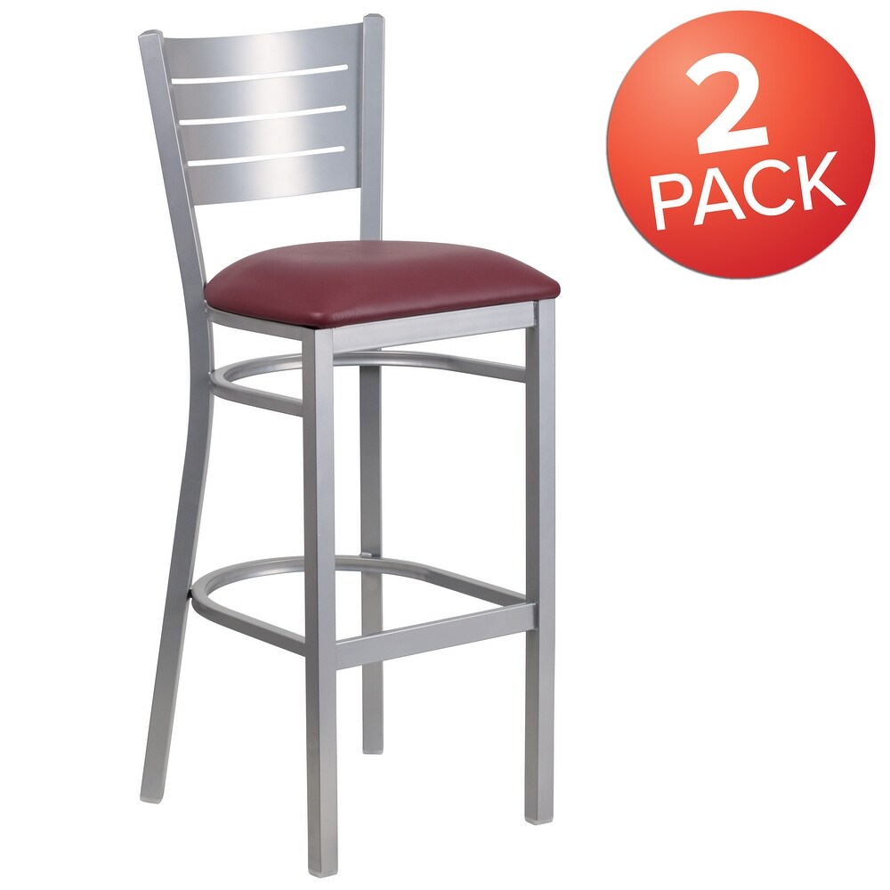 2 Pack Slat Back Metal Restaurant Barstool   16.5\