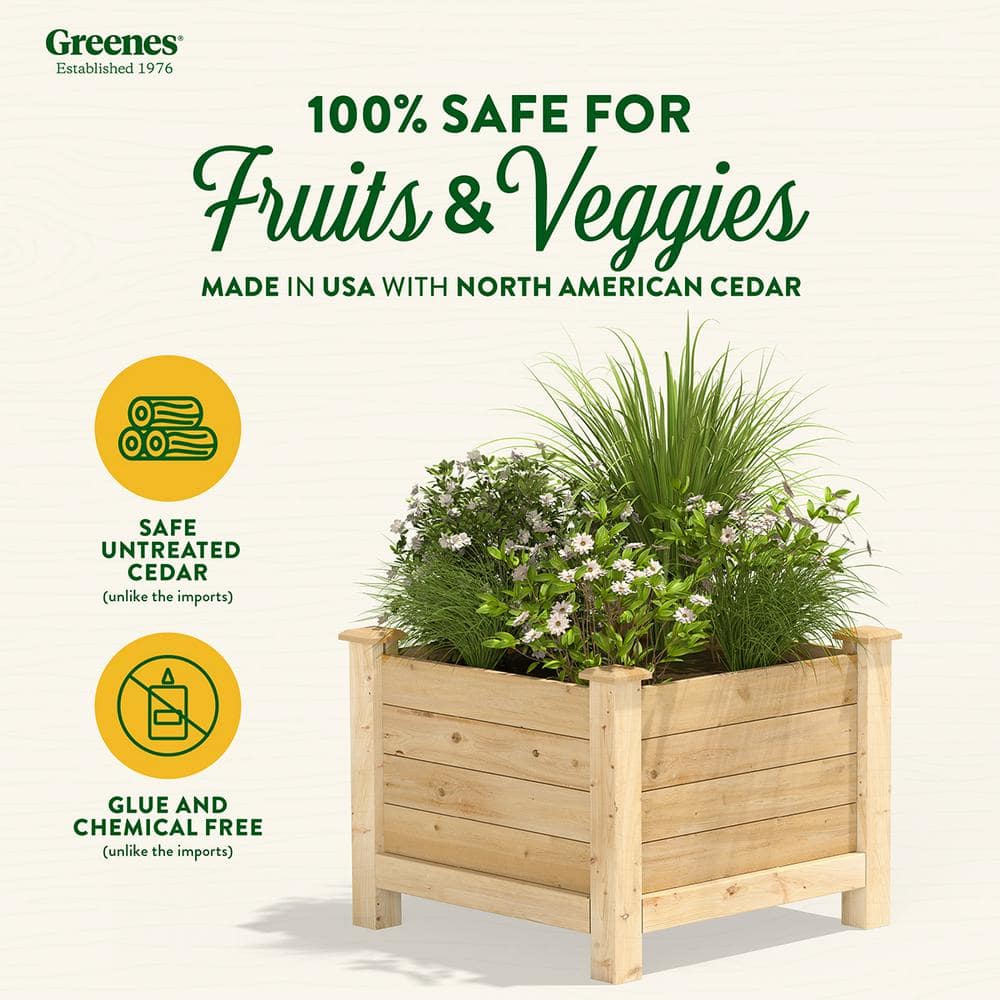 Greenes Fence 24 in. L x 24 in. W x 21 in. H Original Cedar Elevated Planter RCEV242421