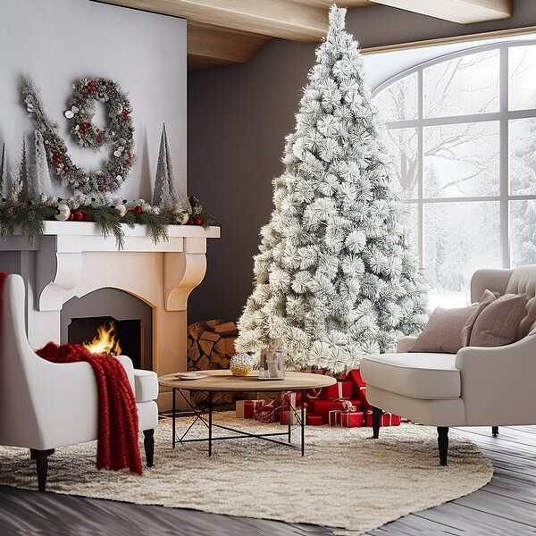 7.7Ft Full Artificial SnowFlocked Christmas Tree