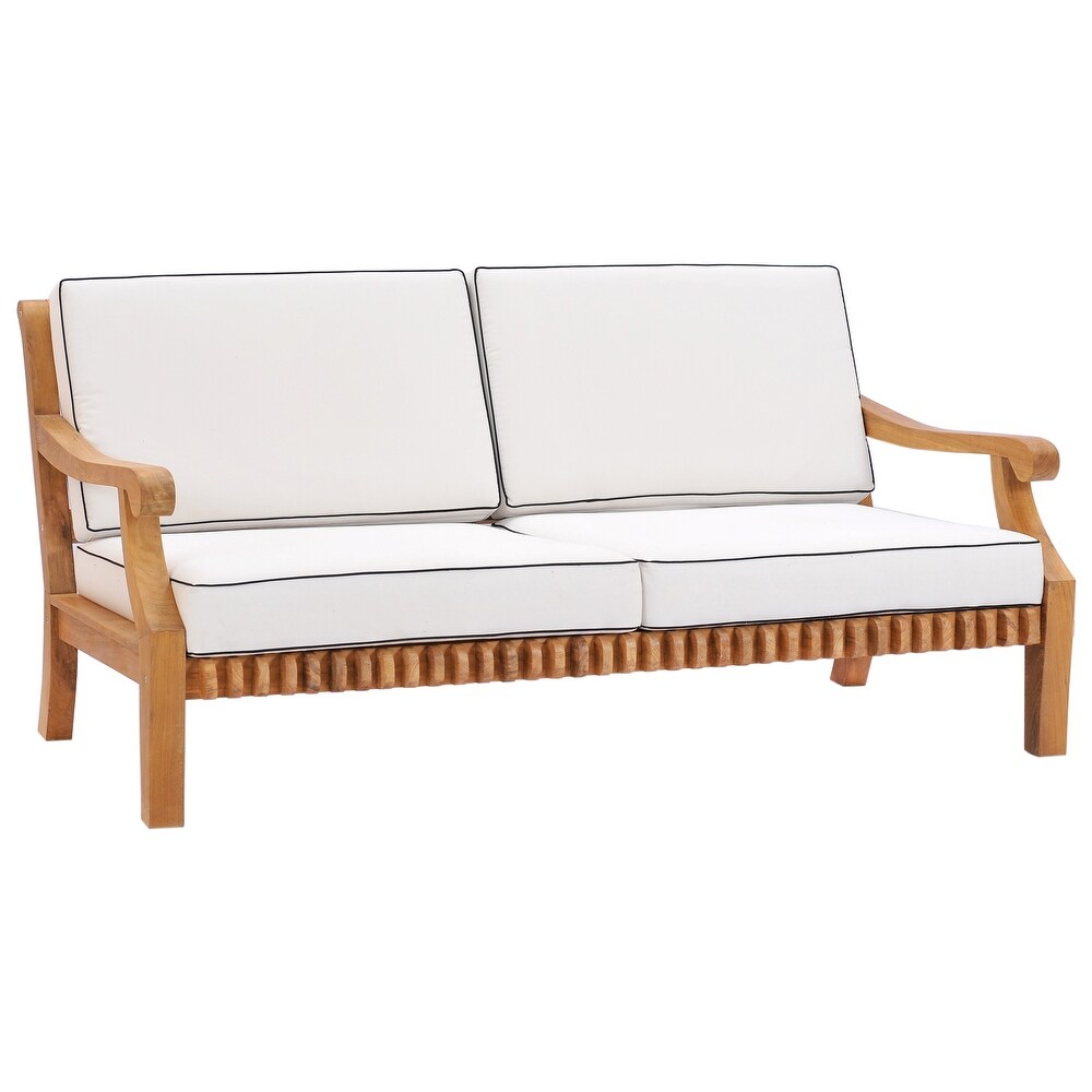 Chic Teak Castle Teak Wood Outdoor Patio Deep Seating Love Seat With Cushions