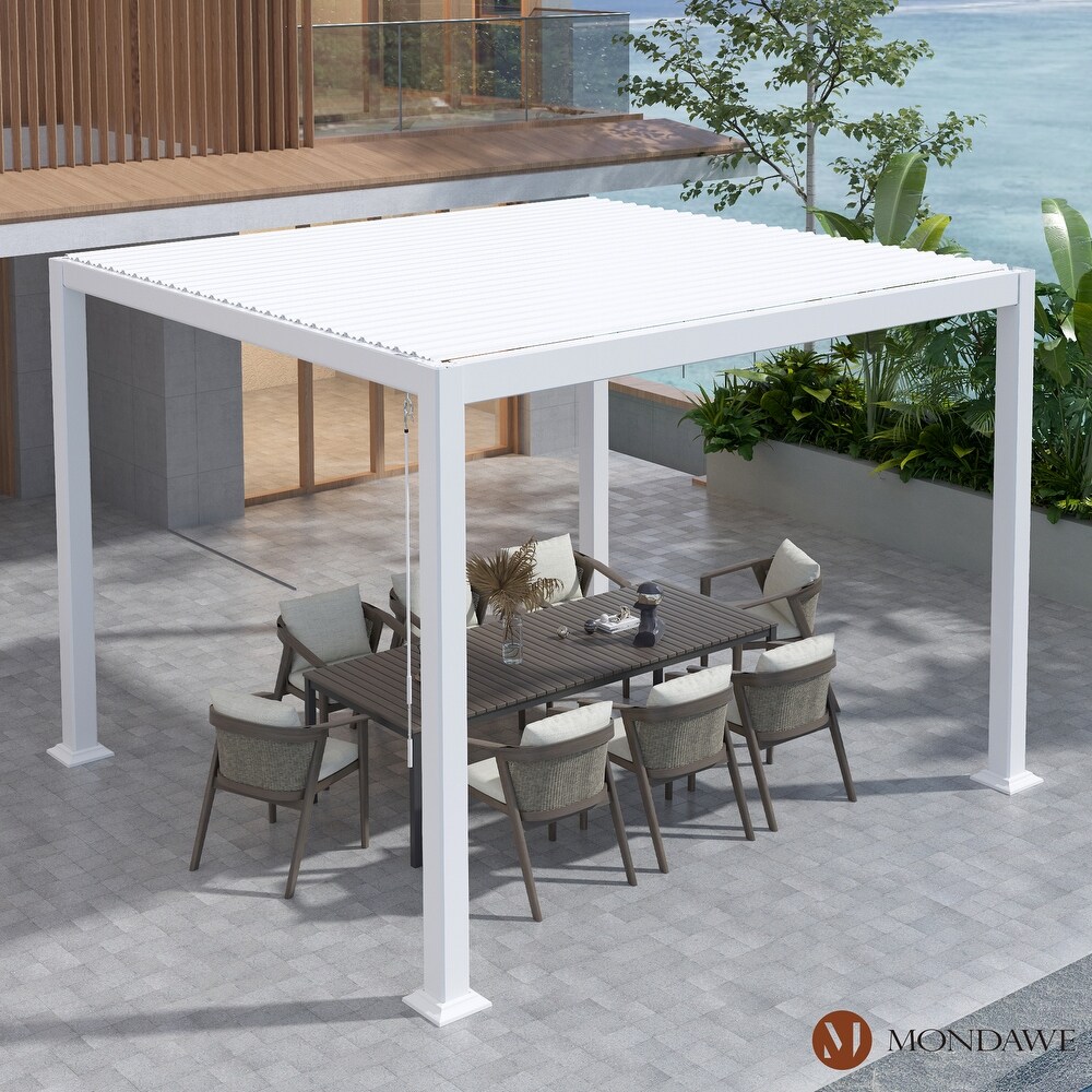 10 x 10 ft Outdoor Louvered Pergola in Aluminum with Adjustable Roof