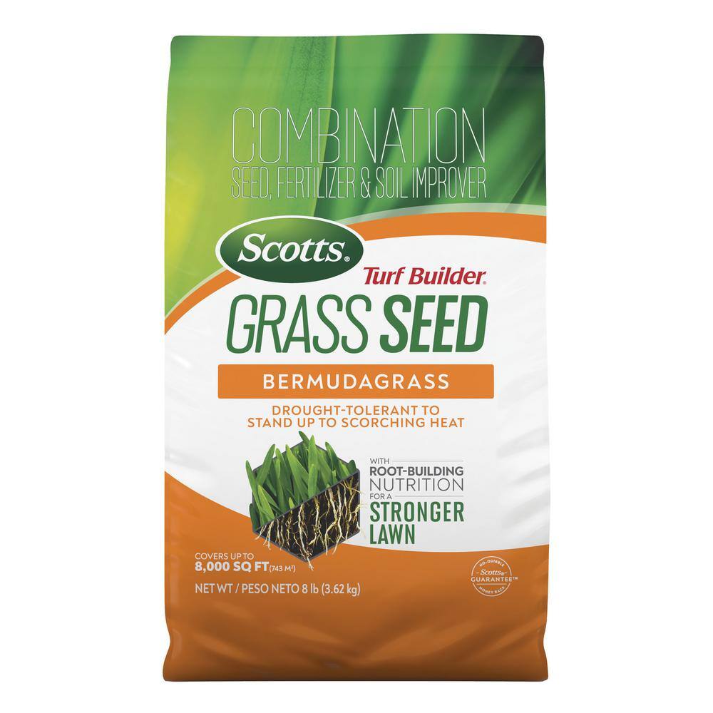 Scotts Turf Builder 8 lbs. Grass Seed Bermudagrass with Fertilizer and Soil Improver Drought-Tolerant 18053