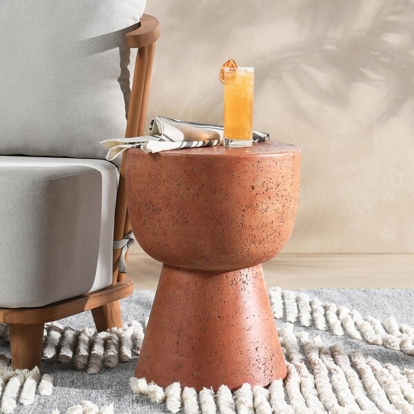 Classic Home Dean Concrete Outdoor Accent Table in Rust