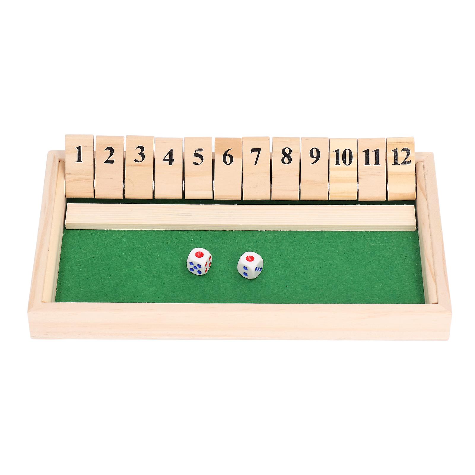 Dice Board Game Portable Party Funny Wooden 12 Numbers Flip Tiles Game Toy for Bars KTV Tea House