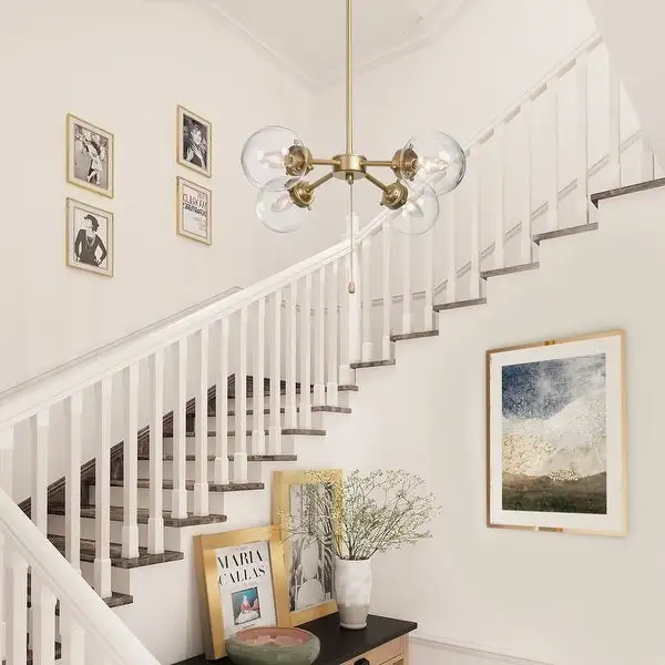 Velus Modern Gold 4-light Orb Glass Chandelier Ceiling Pendant for Dining Room - D19.7