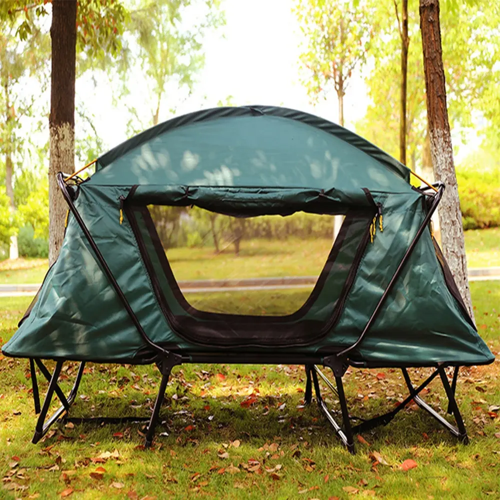 Waterproof Doule Layers Off Ground Camping Folding Tent Moistureproof Fishing Sleeping Tent Cot Foldable Camping Cot Tent