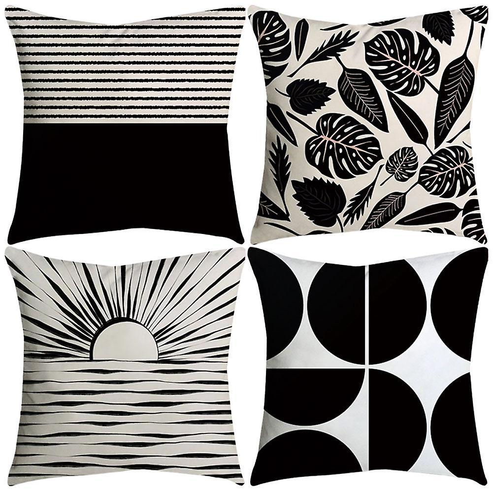 45*45cm Single-sided Peach Skin Simple Black And White Pillowcase Cushion Cover Home Decorative Pillow Case