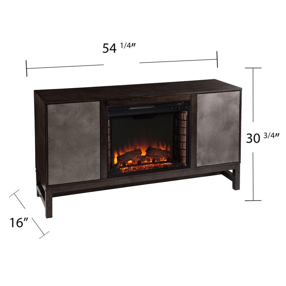 SEI Furniture Lanigan Contemporary Brown Wood Electric Fireplace