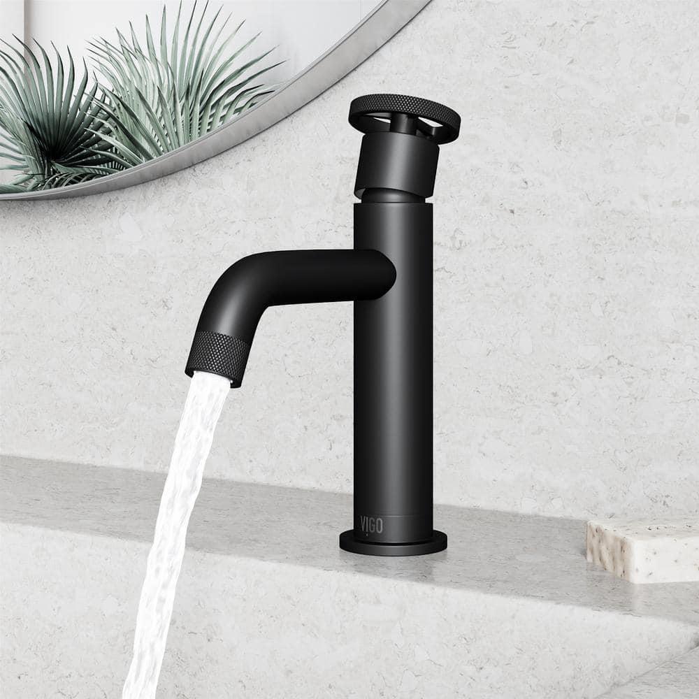 VIGO Cass Single Handle SingleHole Bathroom Faucet in Matte Black