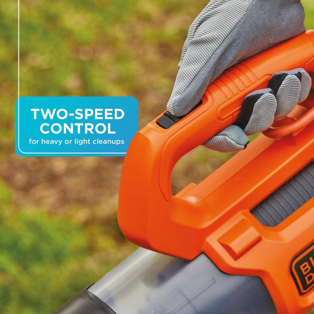 BLACK+DECKER 9 AMP 140 MPH 450 CFM Corded Electric Handheld Axial Leaf Blower BEBL750