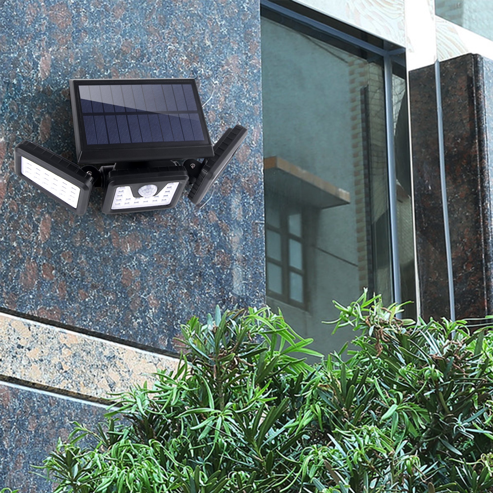 2000 Lumen Triple Head Solar Security Light - Motion Activated