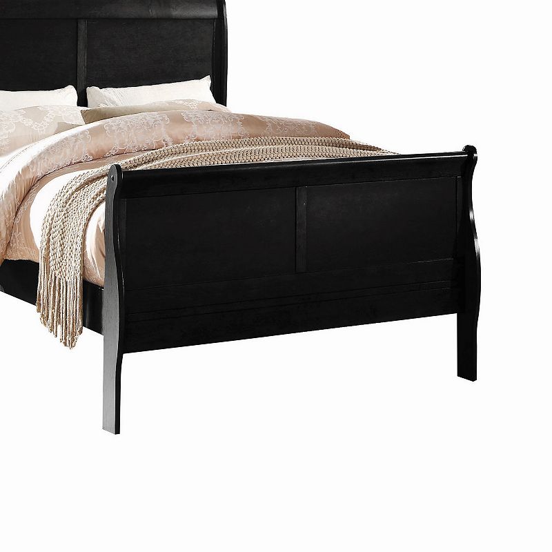 Wooden Twin Size Bed with Panel Design Sleigh Headboard and Footboard，Brown