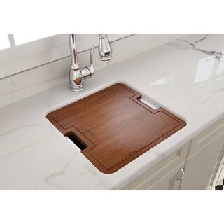 BOCCHI Sotto White Fireclay 18 in. Single Bowl Undermount Kitchen Sink with Cutting Board 1359-001-KIT1