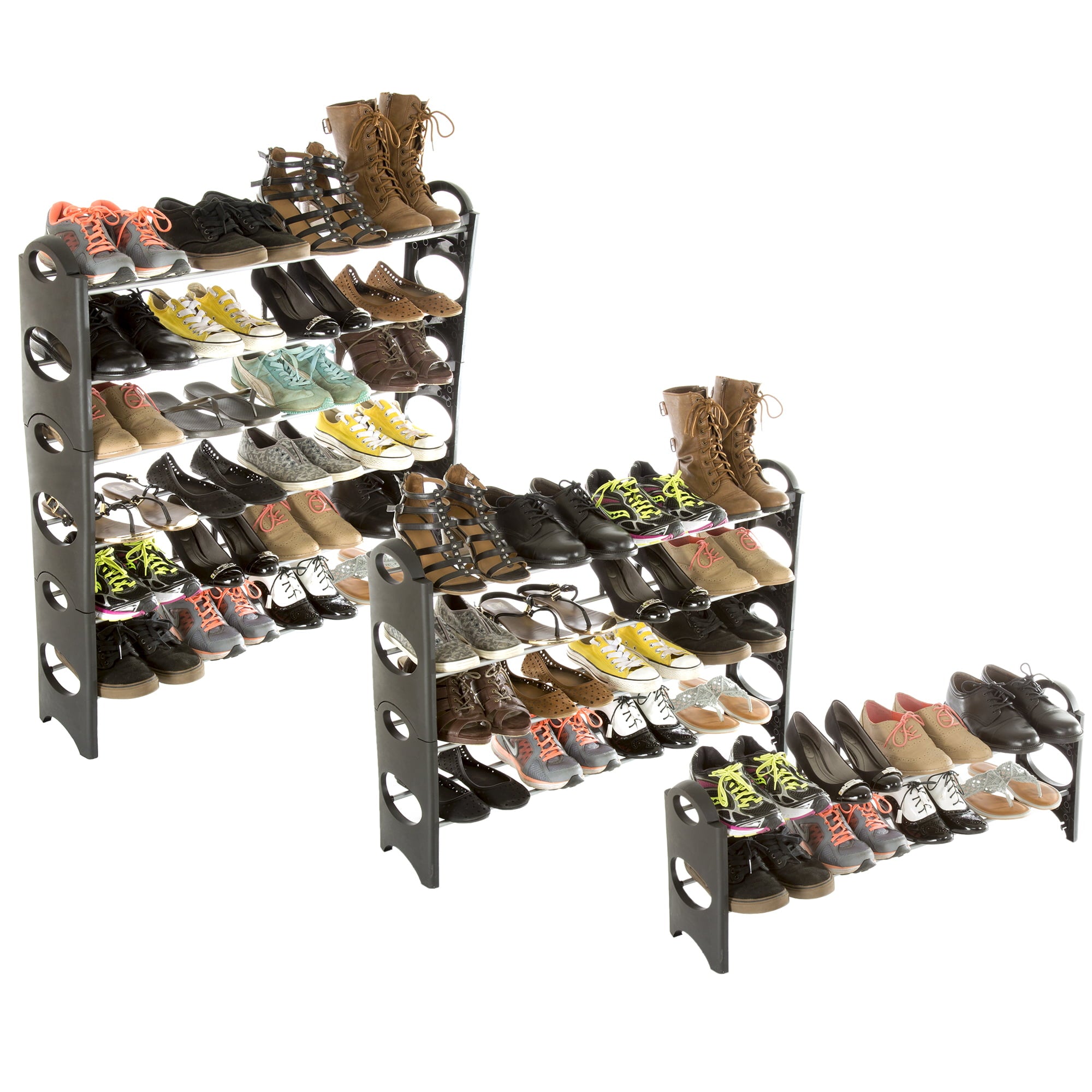 Everyday Home 6-Tier Space Saving Shoe Rack, Polypropylene and Iron, Black