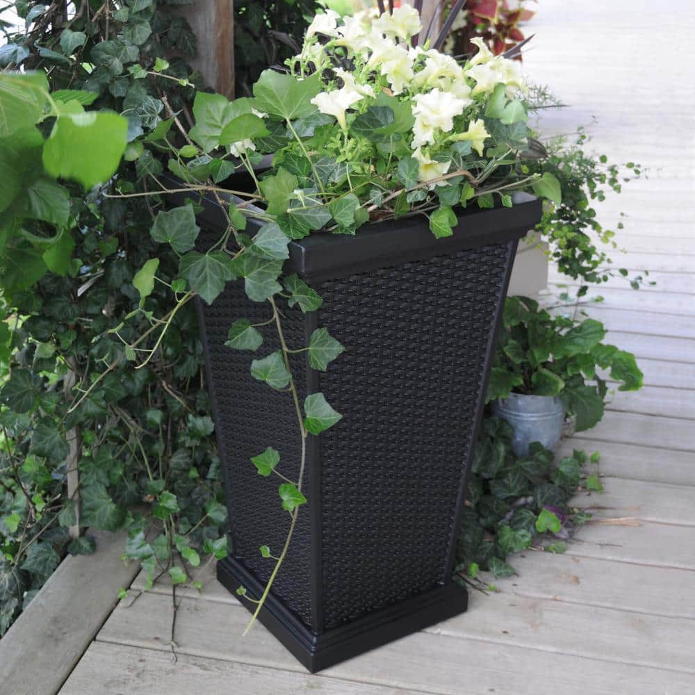 Mayne Wellington 28 in. Tall Black Polyethylene Planter 5863-B