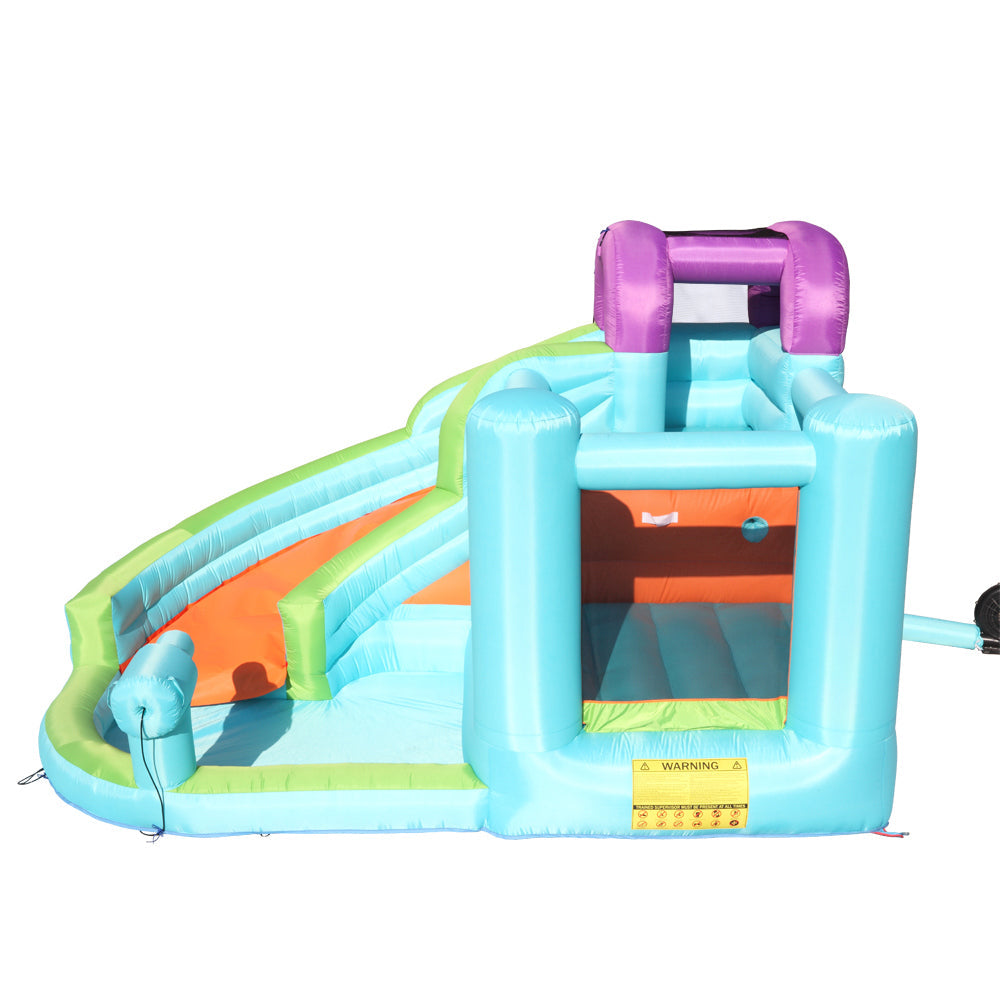 New Inflatable Bounce Room, Slide with Pool Area, Climbing Wall, Large Jumping Area, 420D Oxford Cloth PVC Without Fan - Blue