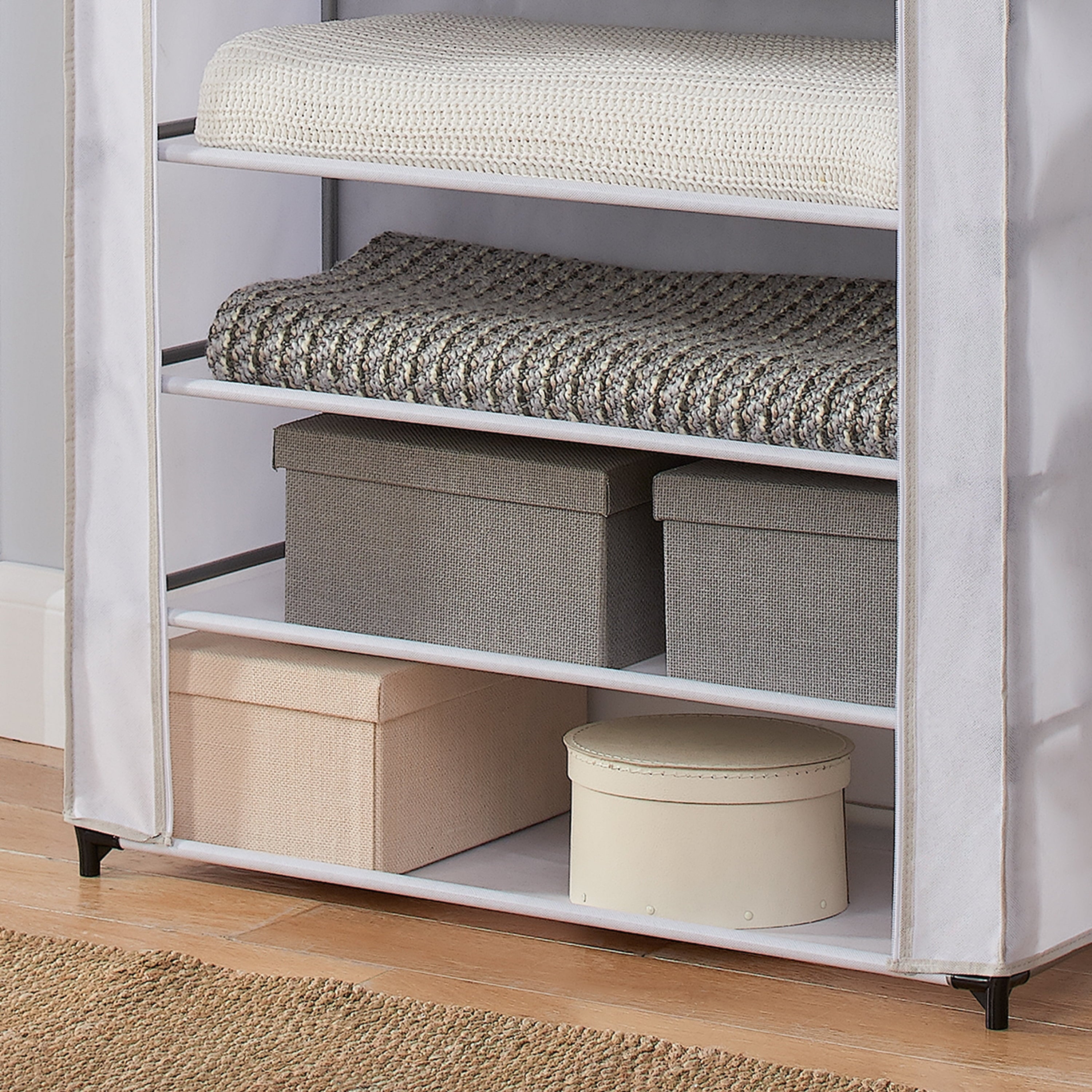 Mainstays 10 Shelf Organizer Shoe Rack with Cover， White