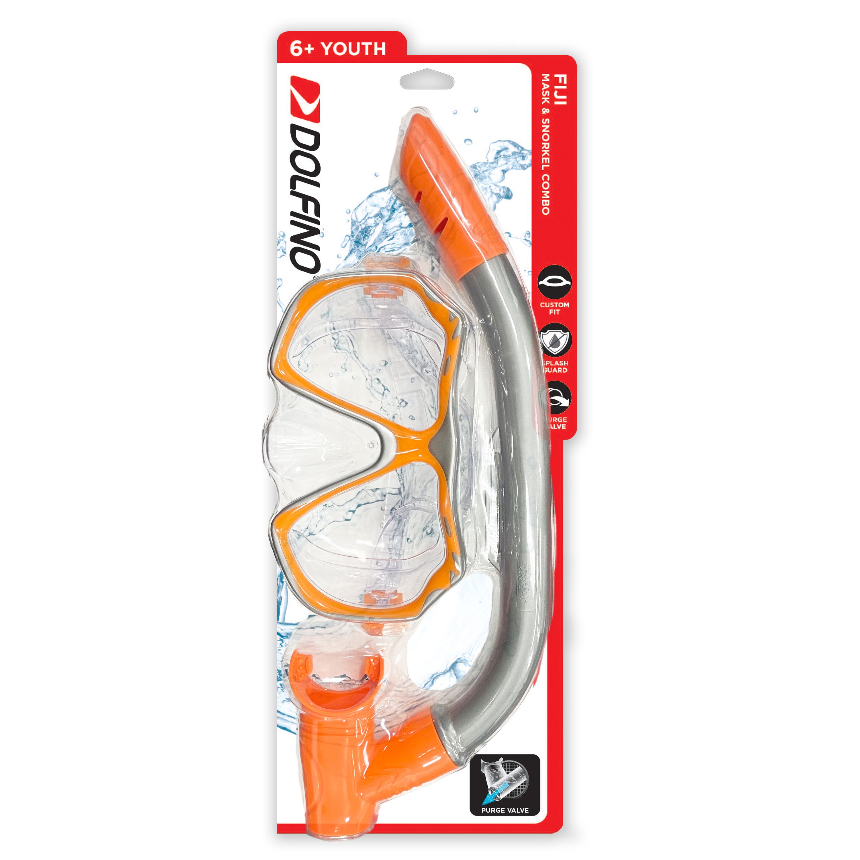 Dolfino Youth Unisex Latex Free Swim Mask and Snorkel Set with Duel Lens, Silver