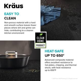 KRAUS Bellucci Black Granite Composite 30 in. Single Bowl Undermount Workstation Kitchen Sink with Accessories KGUW2-30MBL