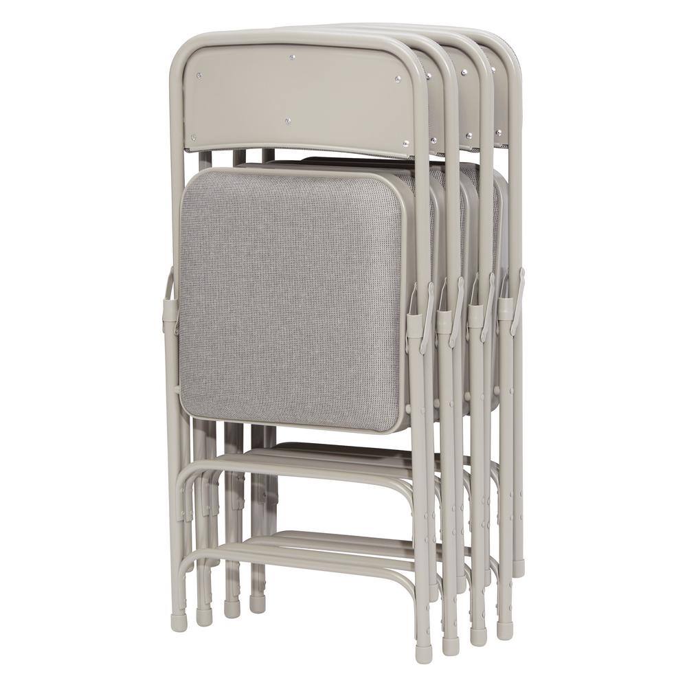 National Public Seating Grey Fabric Padded Seat Stackable Folding Chair (Set of 4) 2302