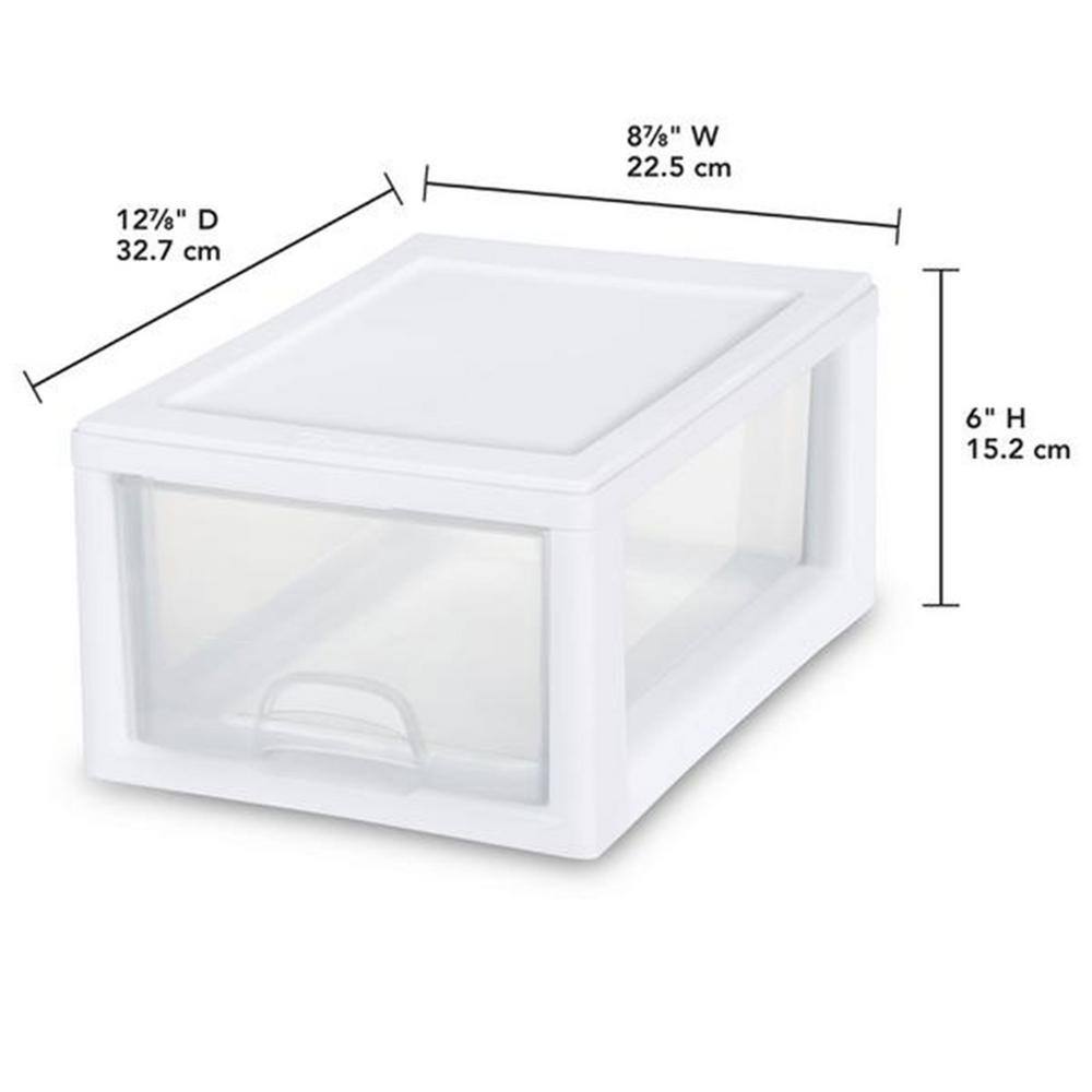 Sterilite Small Box 6 qt. Modular Stacking Storage Drawer Container Closet (6-Pack) 6 x 20518006