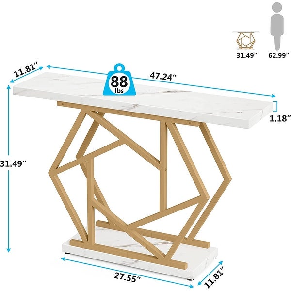 Modern Entry Console Table， 47 Inch Gold Sofa Table