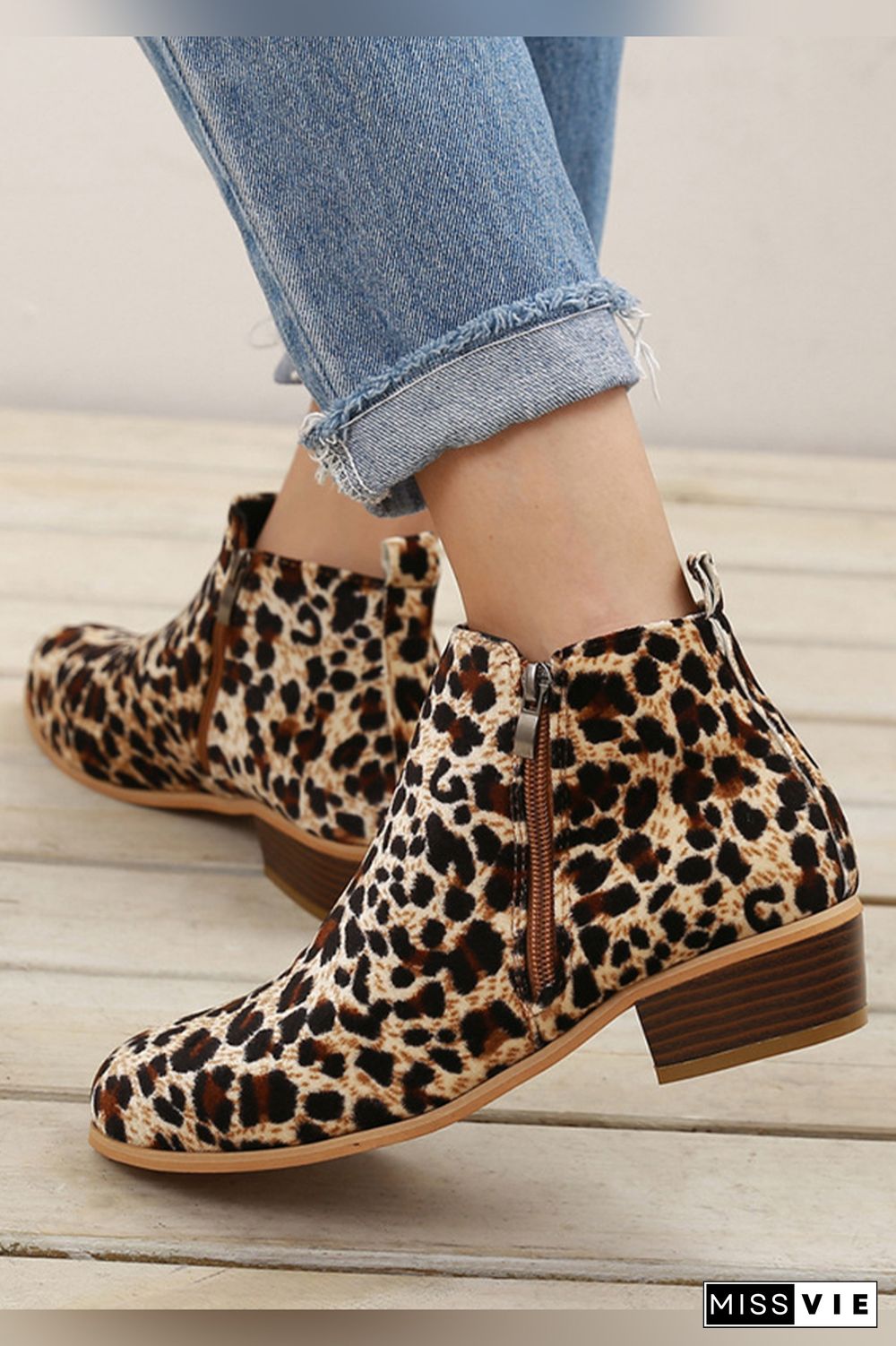 Side Zipper Short Heel Ankle Boots