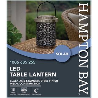 Hampton Bay 15 Lumens Solar LED Medium Metal Table Lantern C6000-28-I