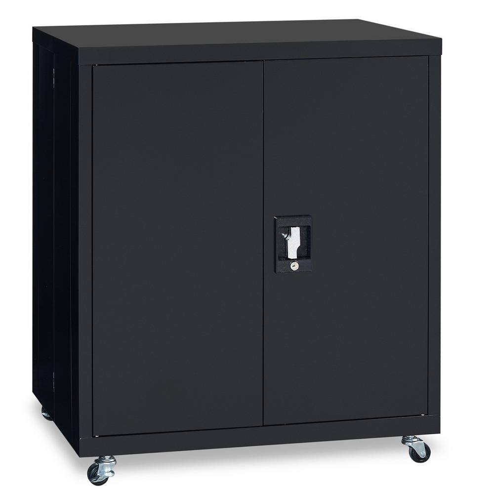 Black 27.56 in. W x 31.5 in. H 2-Tier Metal Lockable Storage File Cabinet with 2-Doors and 1-Adjustable Shelves LL-W32805557