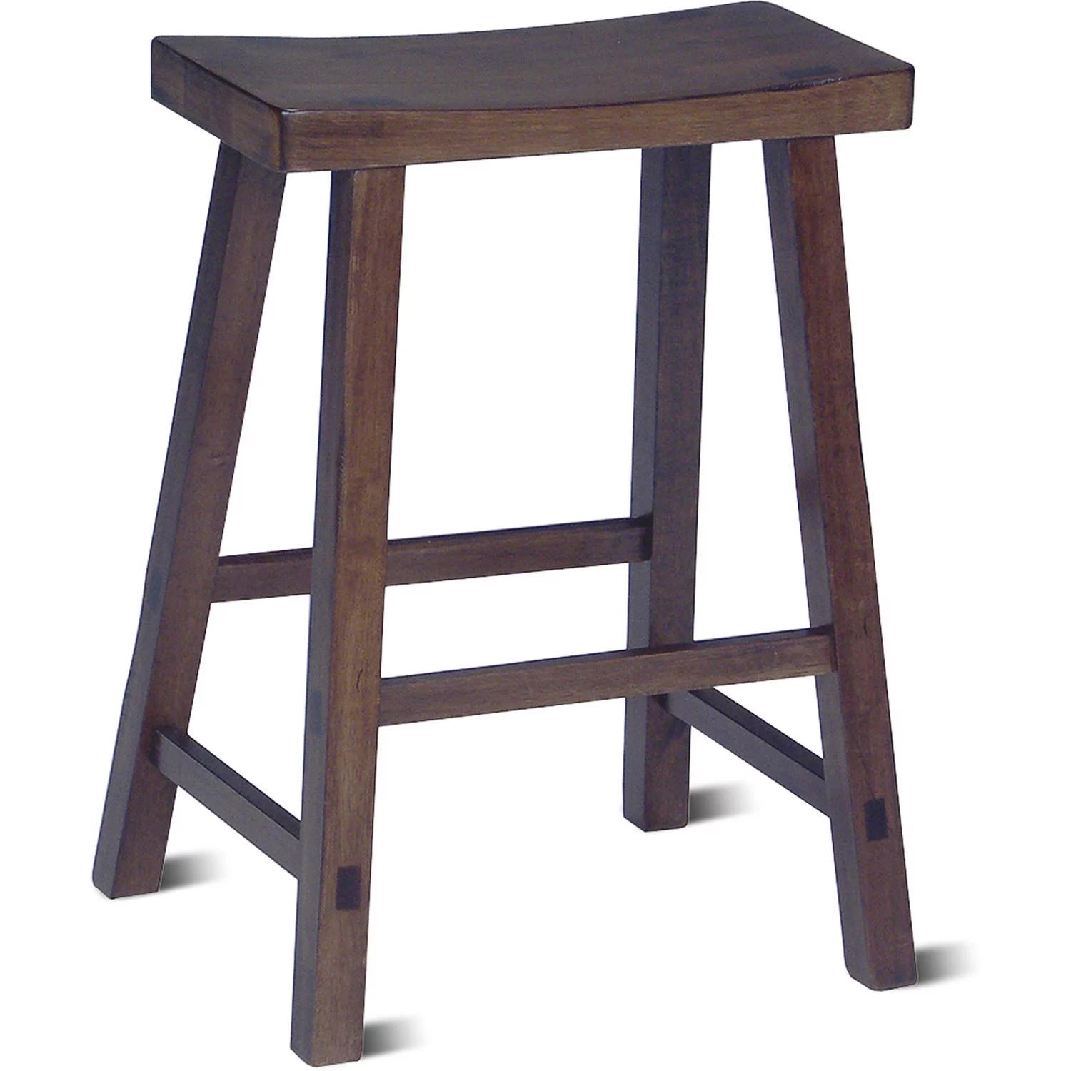 International Concepts Wood Saddle Seat Stool 24  Walnut