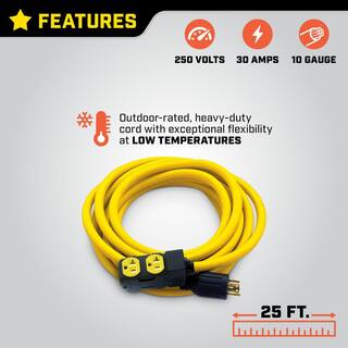 Champion Power Equipment 25 ft. NEMA L14-30P to 4x 5-20R Generator Cord in Yellow 48043