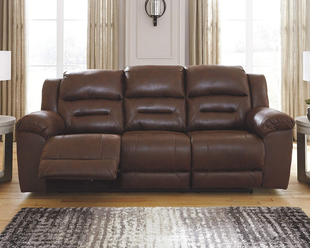 Elegant Reclining Sofa  Deep Padded Seat  ampChannel Tufted Back  Chocolate Brown   Contemporary   Sofas   by Decor Love  Houzz