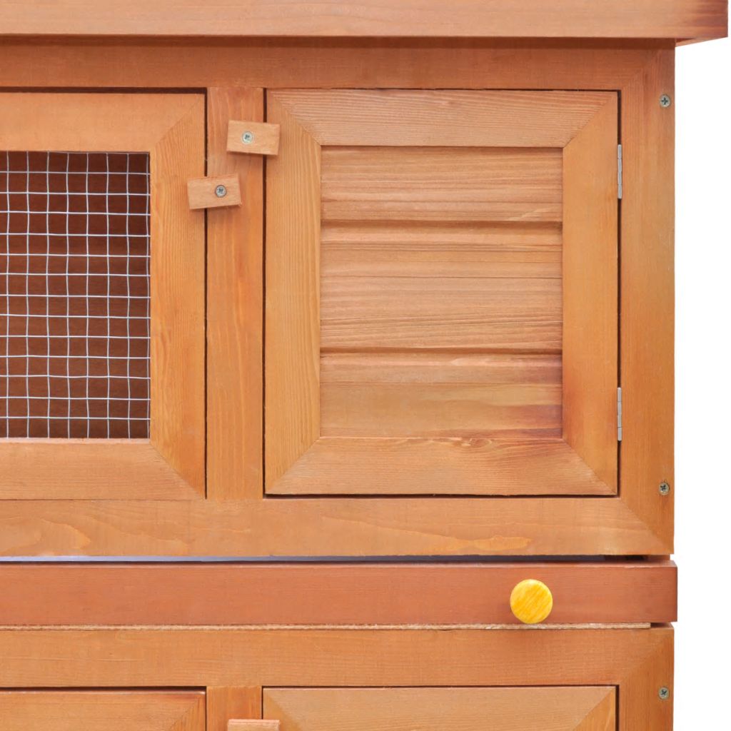 Outdoor Hutch Small Animal House Pet Cage 4 Doors Wood