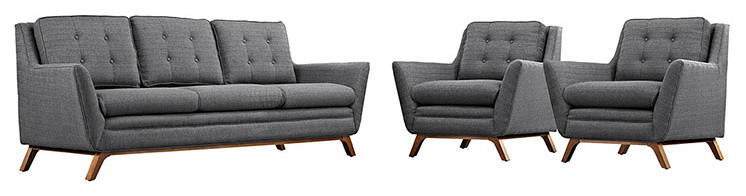 Beguile Fabric Living Room Sofa  3 Piece Set   Midcentury   Living Room Furniture Sets   by Furniture East Inc.  Houzz