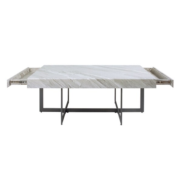 Granala Faux Marble Coffee Table with Drawers by Furniture of America