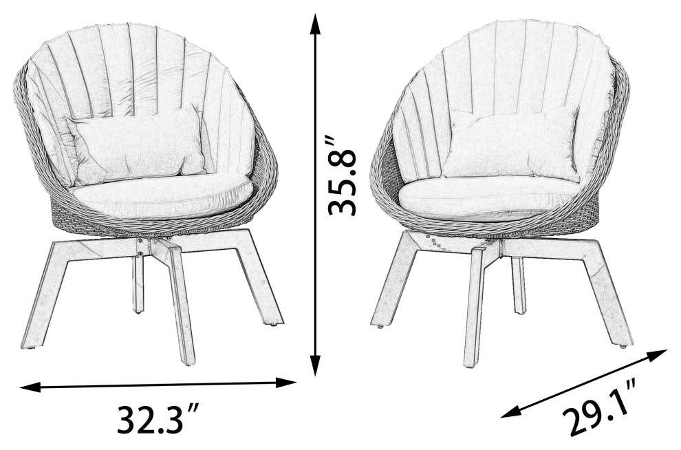 2 Pieces Patio Furniture Sets Outdoor Rotatable Chair Rattan Chair Set   Tropical   Outdoor Sofas   by Bella Depot Inc  Houzz